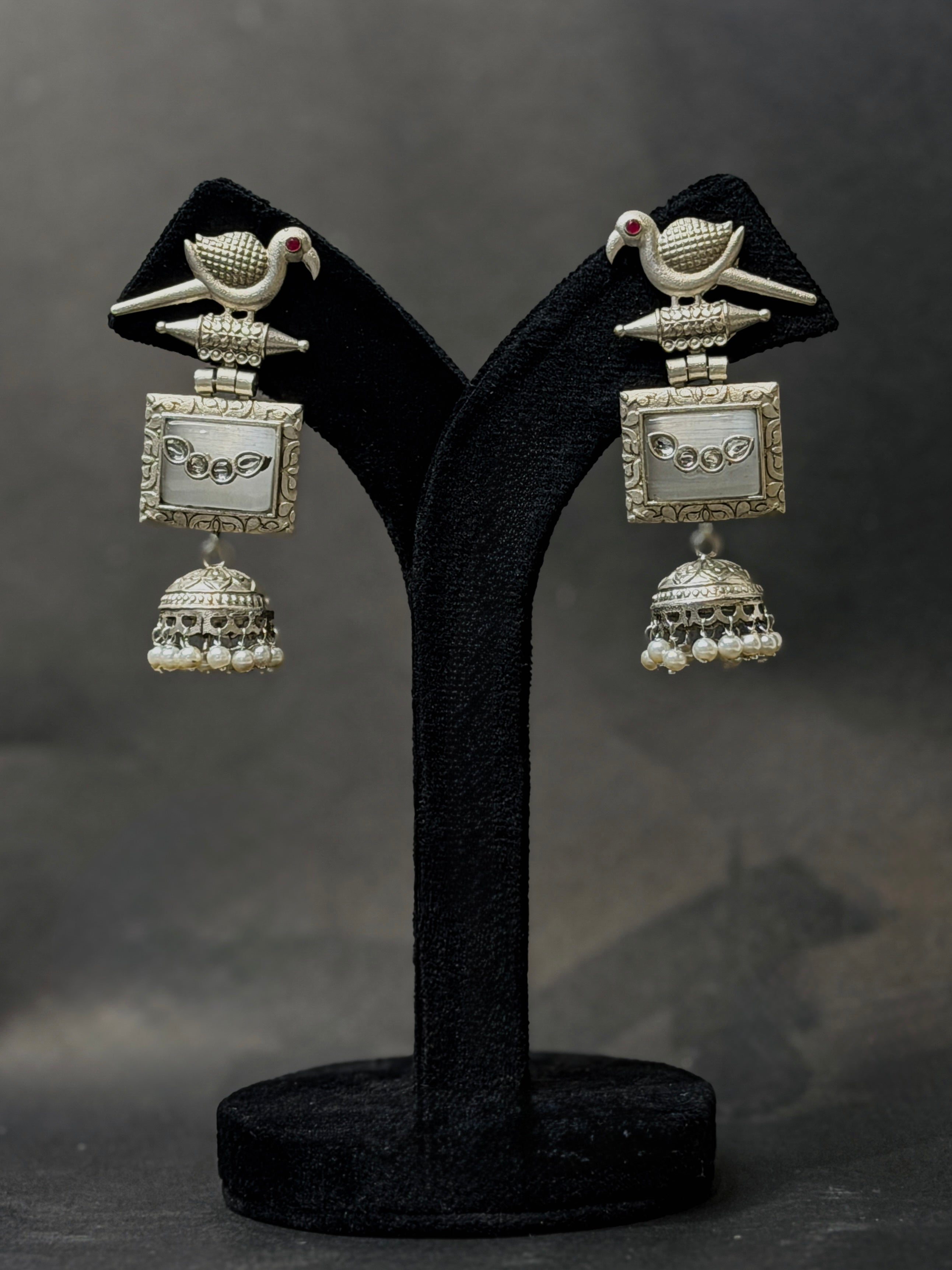 Pair of silver earrings