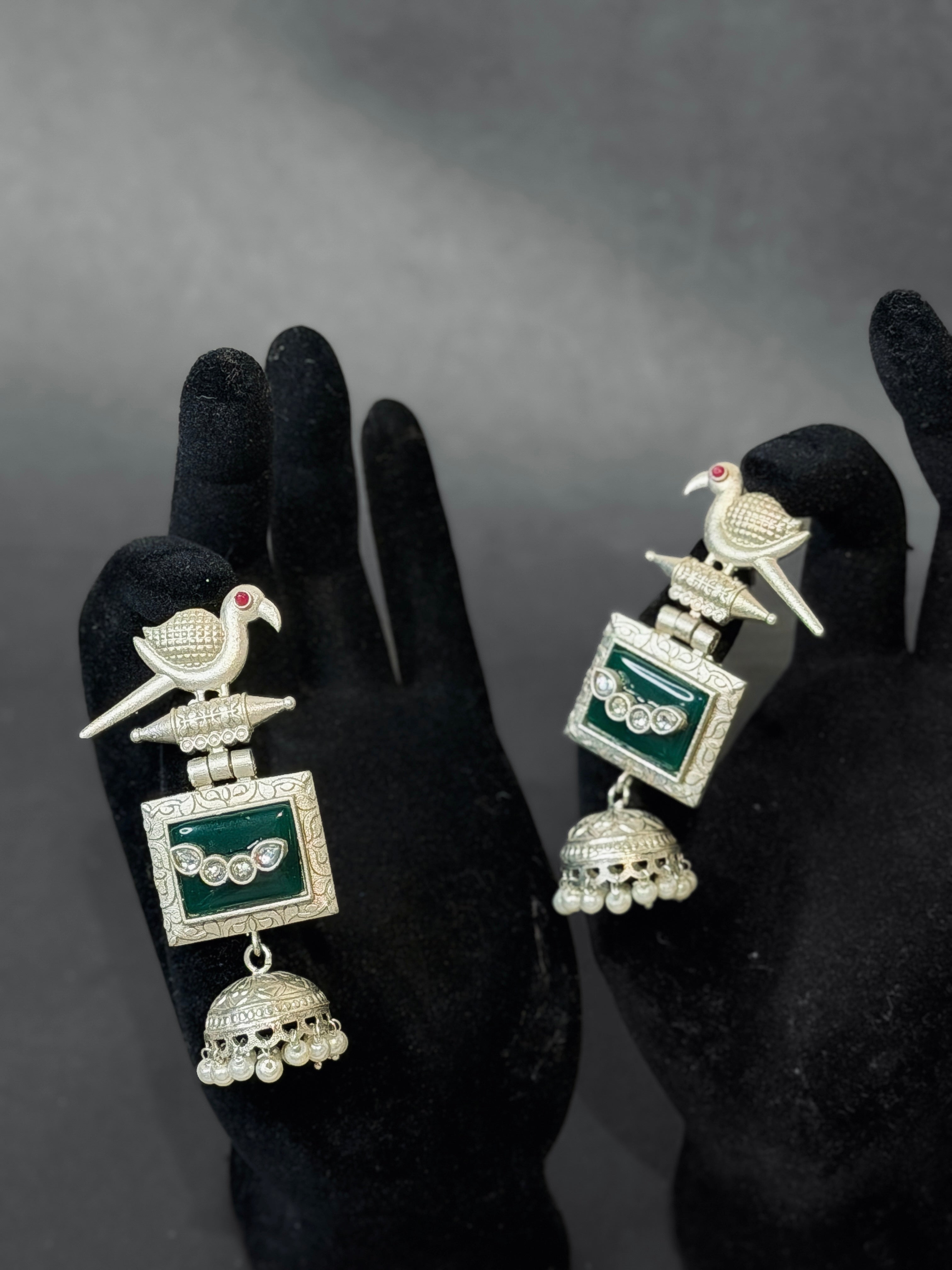 Pair of silver earrings