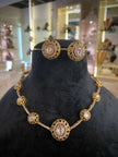 Golden Oval Statement Necklace Set