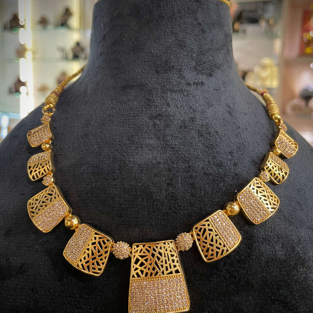 Regal Gold Statement Choker Necklace Set