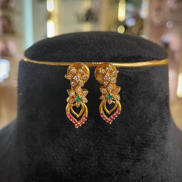 Floral Leave Ruby Emerald Necklace Set