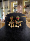 Parrot Pearl Ruby Green Gold Necklace Set