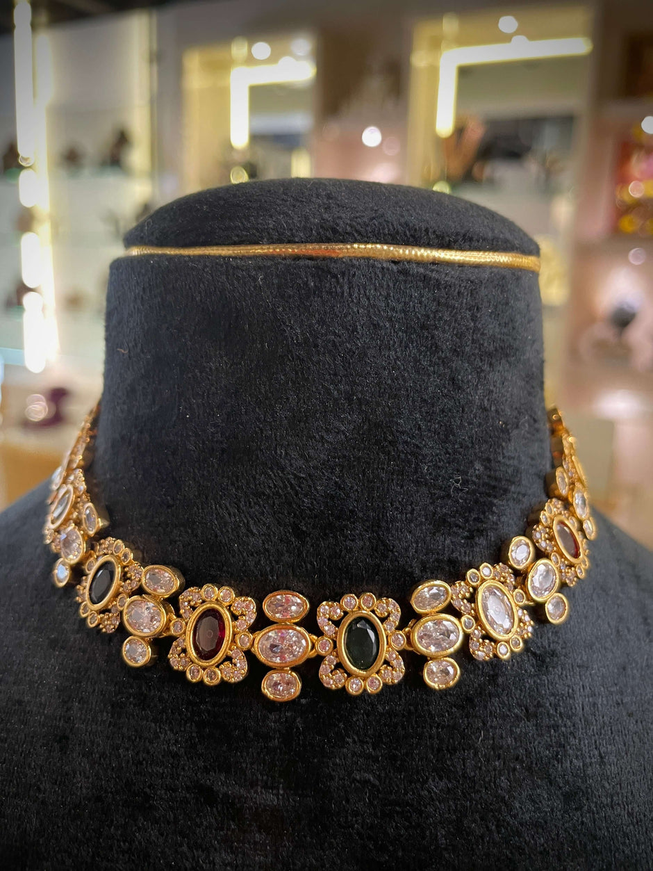 Royal Colorful Floral Necklace Set