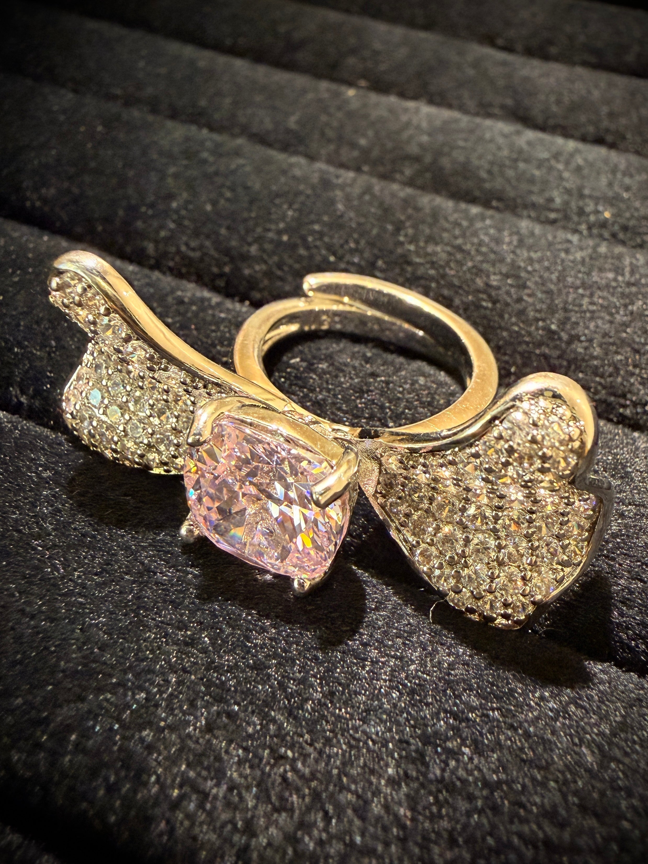 Fancy Bow Tie Crystal Designer Ring