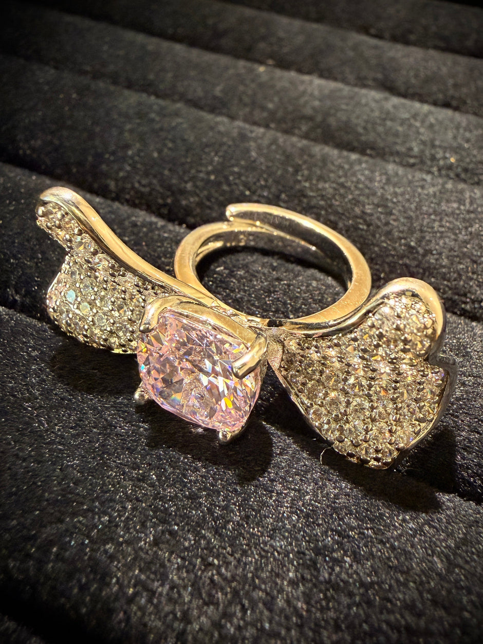 Fancy Bow Tie Crystal Designer Ring